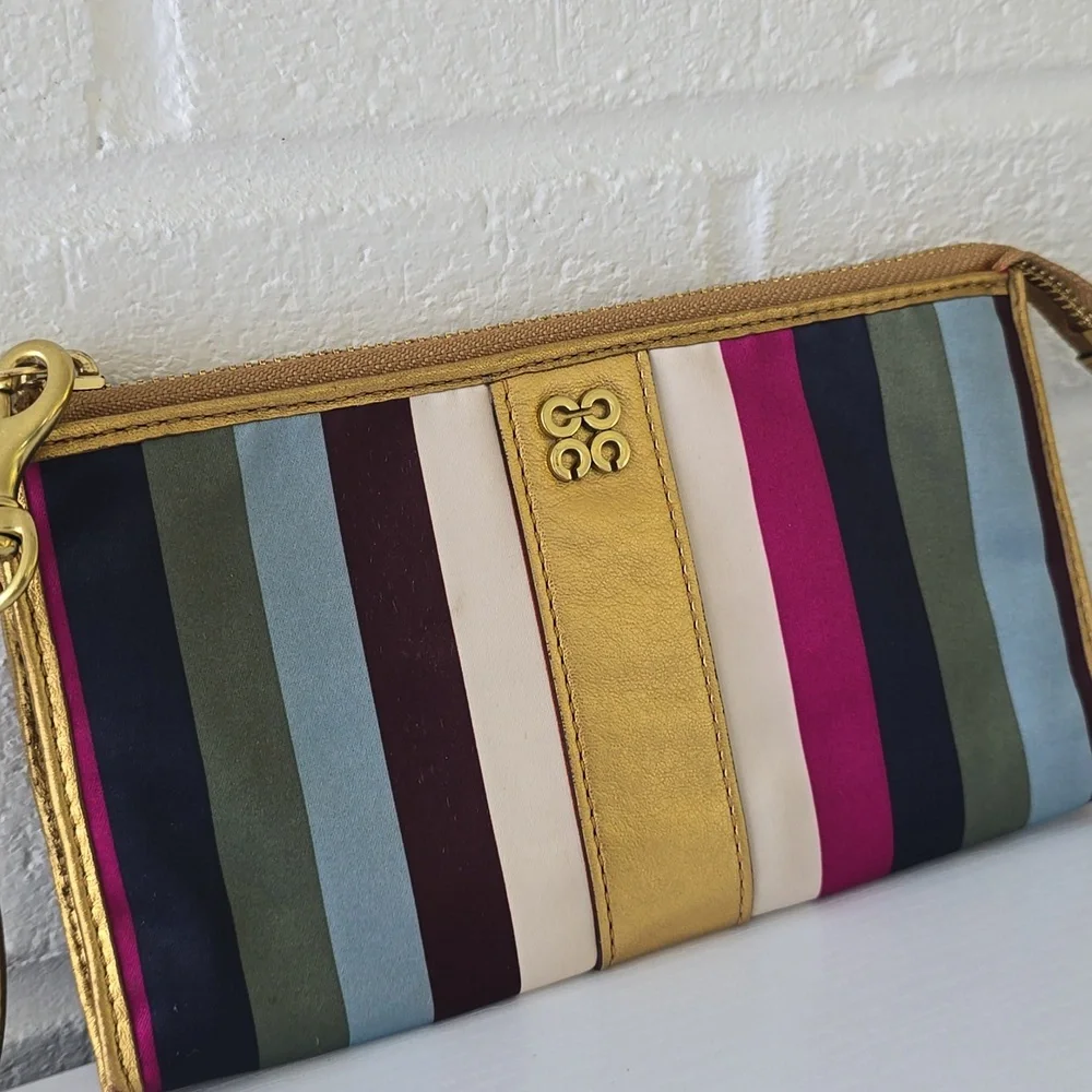 Coach July Spring Leg Zippy Wallet Wristler Multicolored